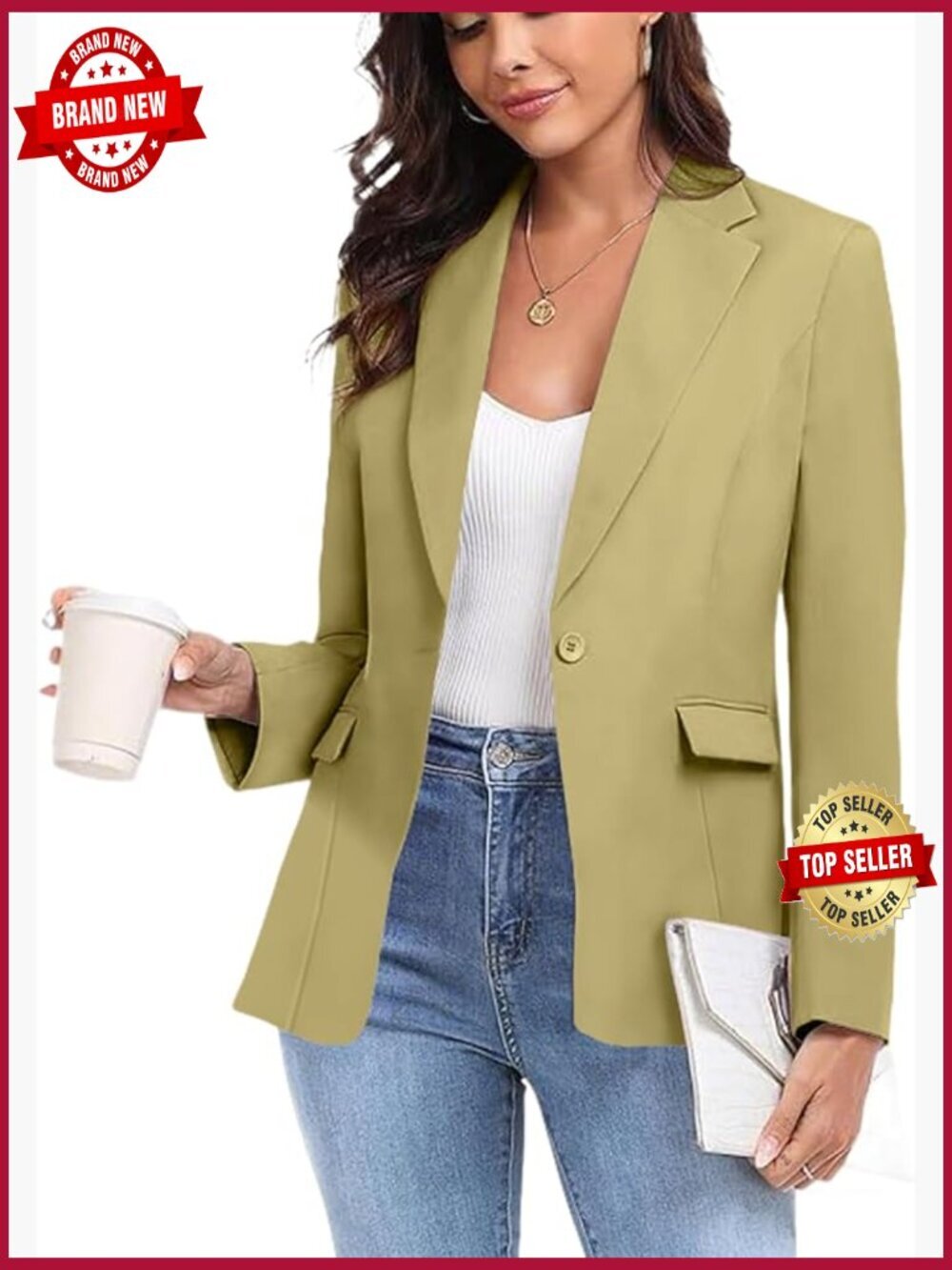 Women's Casual Blazer One Button Notched Lapel Tuxedo Jacket Business Office